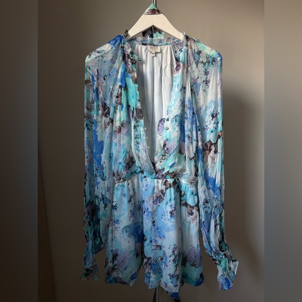 HEMANT & NANDITA Blue and Purple Ruffled Dress